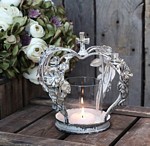 PROWANSALSKI ŚWIECZNIK LAMPION KORONA Roses Chic Antique